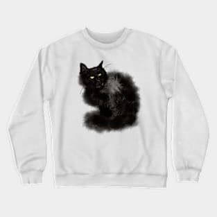 Cute Black Sitting Fluffy Cat Crewneck Sweatshirt